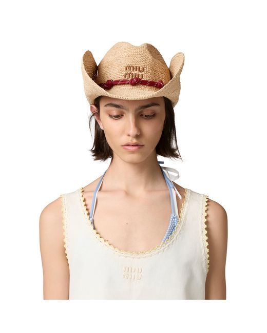 Miu Miu Natural Raffia Hat