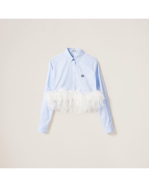 Miu Miu Blue Striped Cotton Pajama Shirt