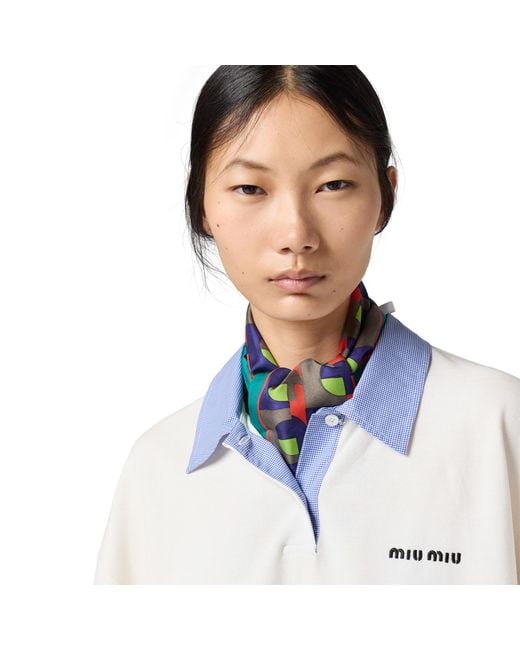 Miu Miu White Cotton Piqué Polo Shirt