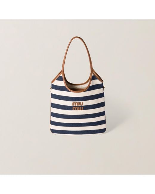 Miu Miu Blue Ivy Canvas And Leather Bag