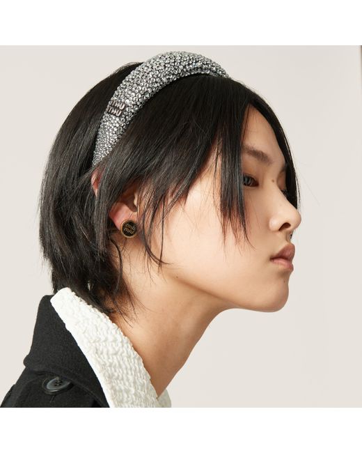 Miu Miu Metallic Duchesse Crystal-embellished Hair Band
