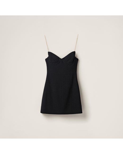 Miu Miu Black Stretch Bouclé Mini-dress