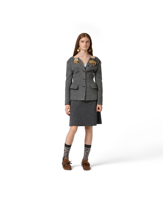 Miu Miu Gray Light Shetland Wool Jacket