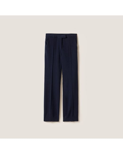 Miu Miu Blue Wool And Cashmere Pants