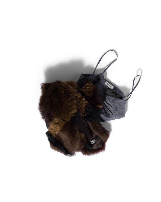 Miu Miu Black Shearling Patchwork Stole