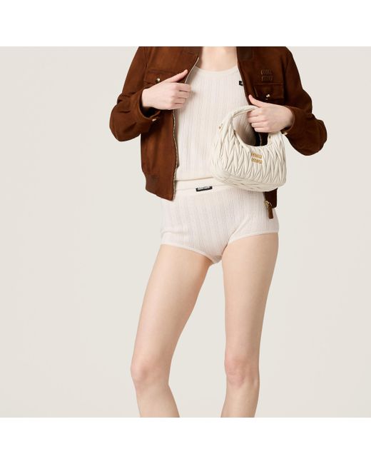 Miu Miu White Wander Matelassé Nappa Leather Hobo Bag