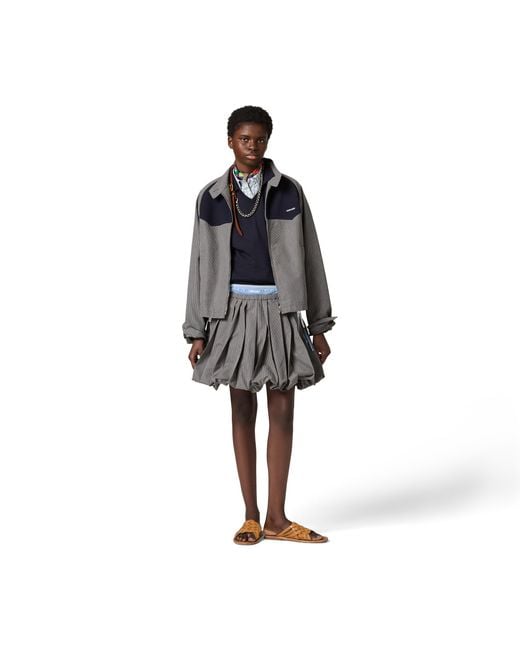 Miu Miu Gray Gingham Check Blouson Jacket