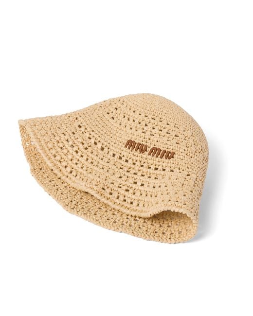Miu Miu Natural Woven Fabric Hat