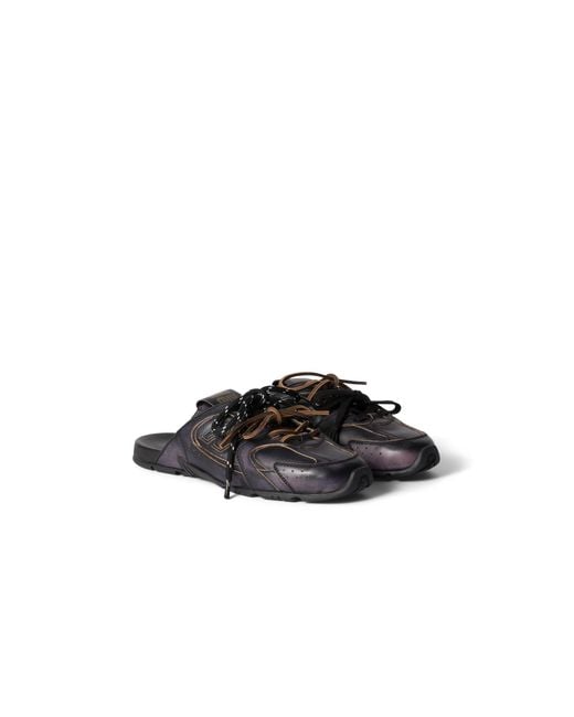 Miu Miu Black New Balance X 530 Sl Deco Calf Leather Mules