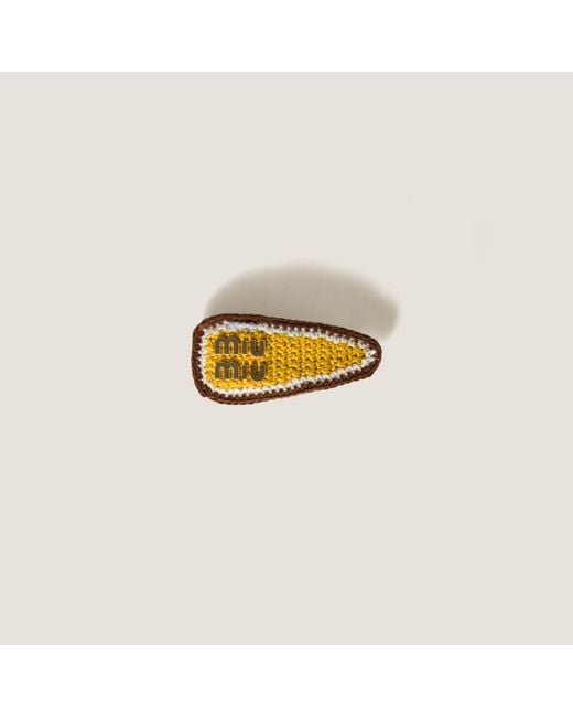 ヘアアクセサリー MIU MIU CROCHET HAIR CLIP Miu Miu Crochet Hair Clip in Metallic | Lyst