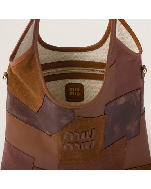 Miu Miu Brown Ivy Leather Patchwork Bag
