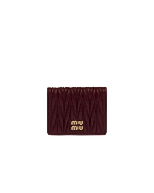 Miu Miu Purple Small Matelassé Nappa Leather Wallet