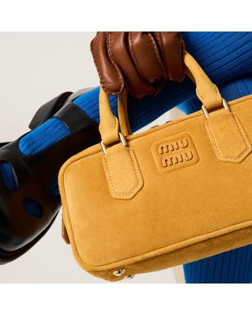 ハンドバッグ Miu Miu Mustard Suede Arcadie Handbag Miu Miu Mustard Suede Arcadie Handbag | italist