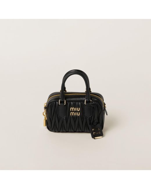 Miu Miu Black Arcadie Matelassé Nappa Leather Bag