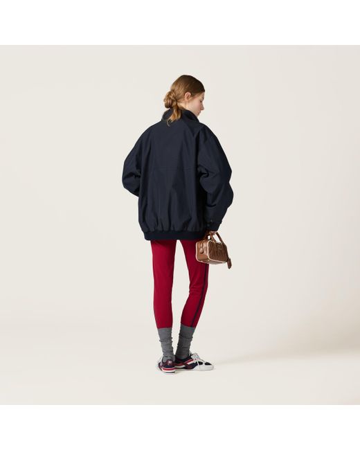 Miu Miu Blue Panama Cotton Blouson Jacket With Pockets