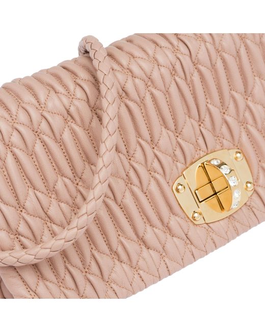 Miu Miu Pink Miu Miu Iconic Crystal Cloqué Nappa Leather Bag