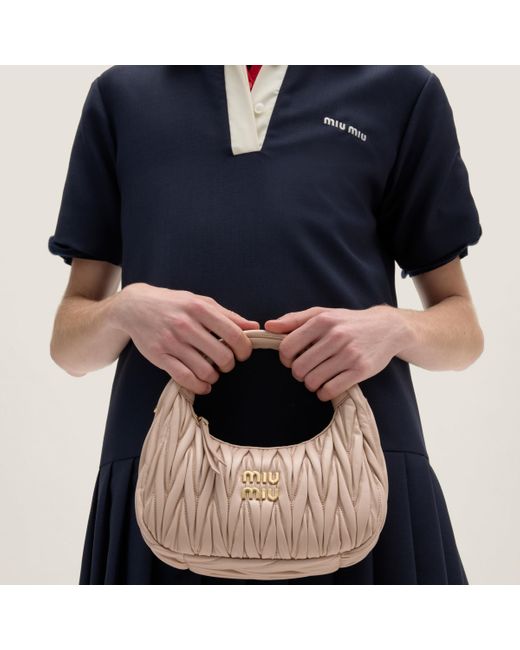 Miu Miu Pink Wander Matelassé Nappa Leather Hobo Bag