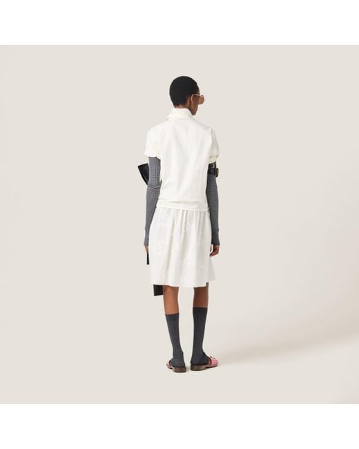 Miu Miu White Embroidered Batiste Skirt