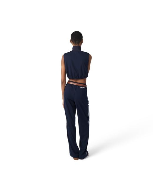 Miu Miu Blue Technical Jersey Top