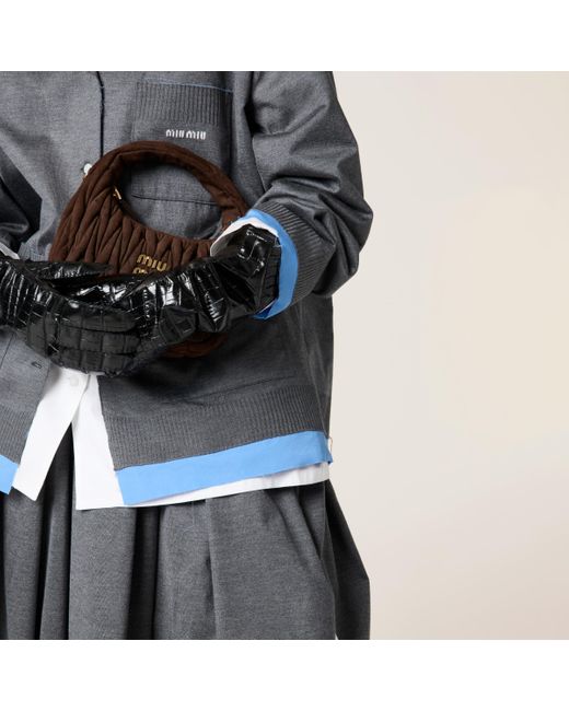 Miu Miu Blue Knit And Poplin Shirt