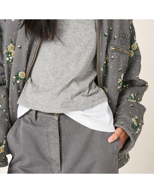 Miu Miu Gray Garment-Dyed Gabardine Pants