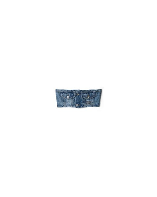 Miu Miu Blue Washed Denim Bandeau Top