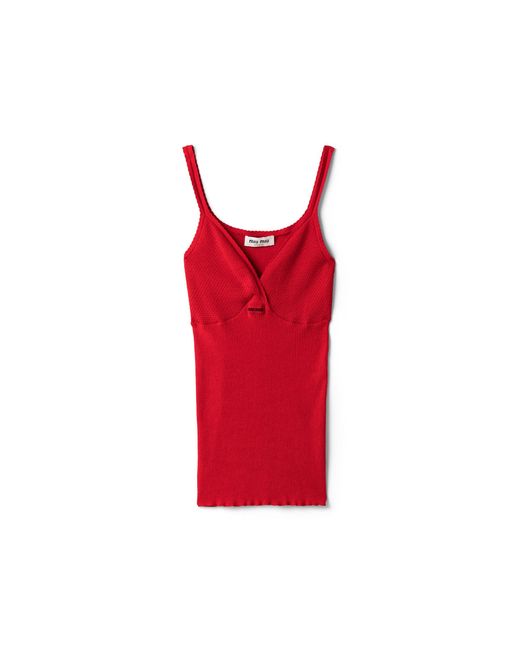 Miu Miu Red Cotton Knit Top