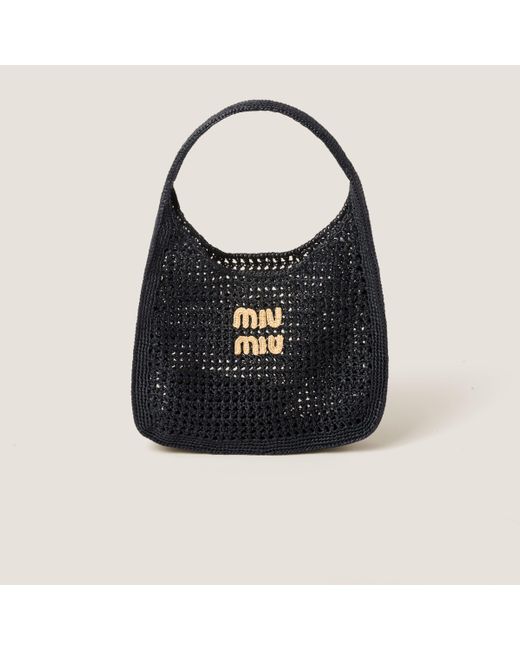 Miu Miu Black Woven Fabric Hobo Bag