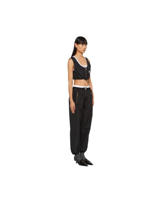 Miu Miu Black Logo-print Technical Silk Jogger Pants