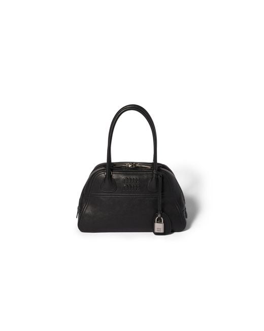 Miu Miu Black Vivant Nappa Leather Bag