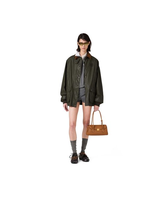 Miu Miu Black Resin-Finish Poplin Caban Jacket