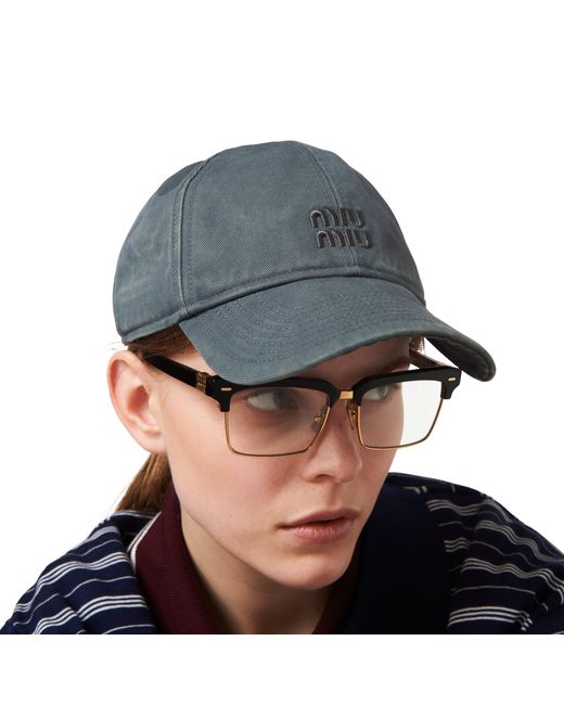 Miu Miu Gray Drill Baseball Cap