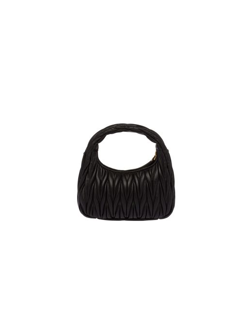Miu Miu Black Wander Matelassé Nappa Leather Hobo Bag