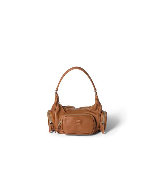 Miu Miu Brown Pocket Nappa Leather Bag