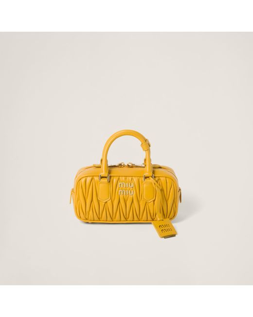 Miu Miu Yellow Arcadie Matelassé Nappa Leather Bag