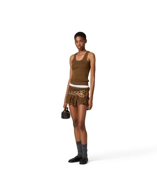 Miu Miu Brown Garment-Dyed Cotton Tank Top