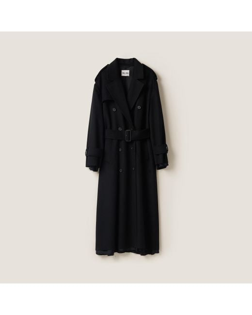 Miu Miu Black Double-Breasted Velour Coat