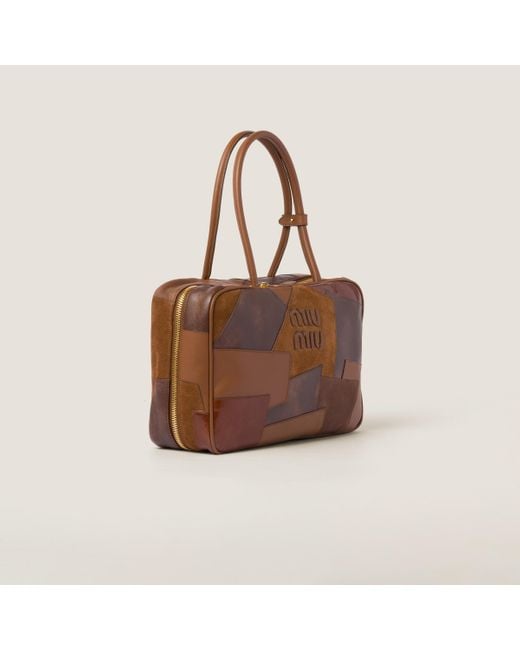 Miu Miu Brown Leather Patchwork Beau Bag