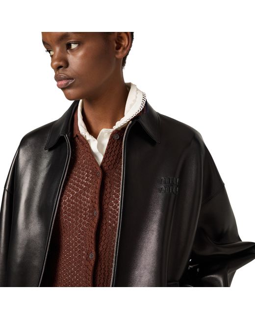 Miu Miu Black Plongé Nappa Leather Jacket