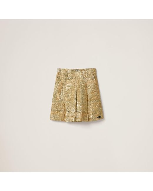 Miu Miu Natural Cloquet Lamé Jacquard Skirt