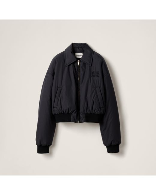Miu Miu Black Cropped Goose Down Shirt Jacket