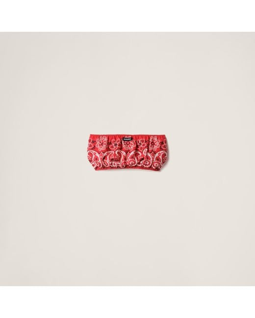 Miu Miu Red Printed Poplin Bra Top