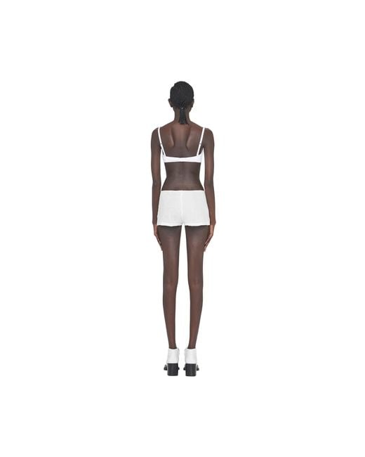 Miu Miu White Ribbed Knit Demi Bra