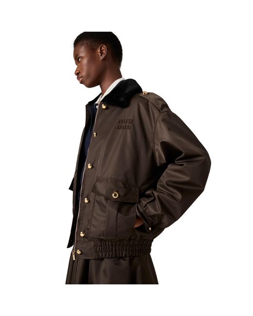 Miu Miu Black Technical Gazar Blouson Jacket