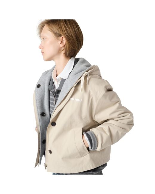Miu Miu Natural Panama Cotton And Fleece Blouson Jacket