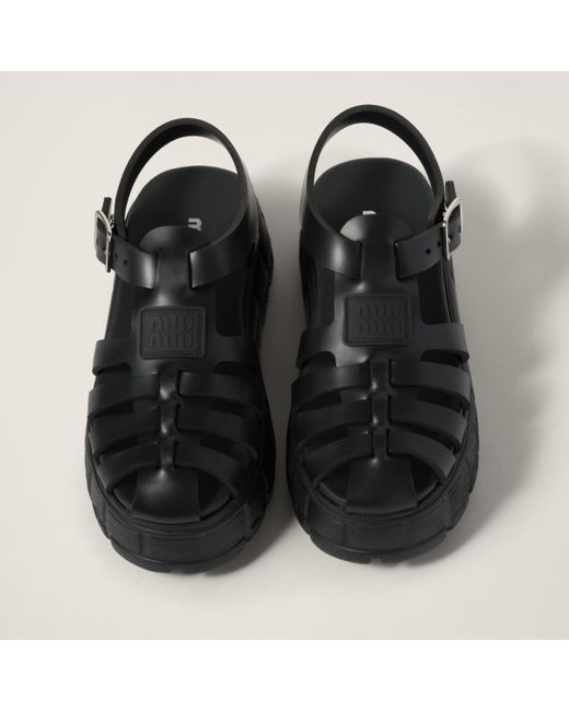 Miu Miu Black Eva Platform Cage Sandals