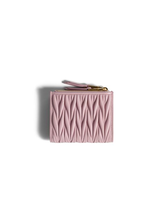 Miu Miu Pink Matelassé Nappa Leather Small Wallet