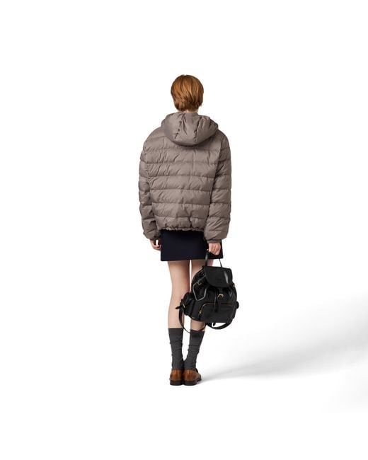 Miu Miu Brown Technical Pongé Down Jacket