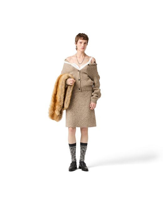 Miu Miu Natural Wool Knit Skirt