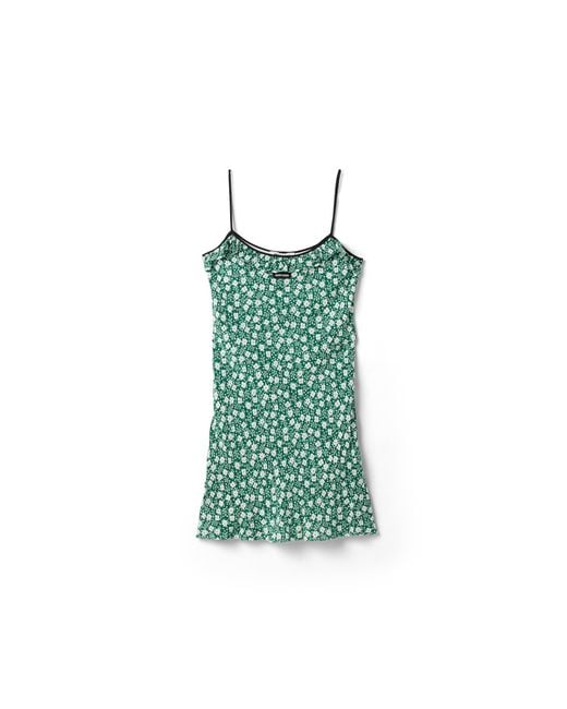 Miu Miu Green Crepe De Chine Mini-Dress